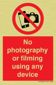 No photography or filming using any device